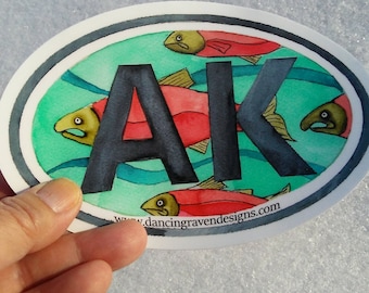 Stickers Alaska - Saumon, sticker, autocollant pour pare-chocs