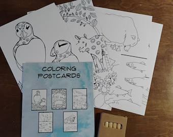Cartes postales à colorier de la nature
