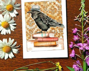 Dapper Raven | Greeting Card | 5 x 7 card | Cheryl Lacy