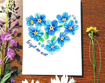 Ne m'oubliez pas | de voeux | Carte 5 x 7 | Cheryl Lacy