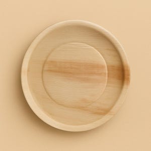 Bandejas redondas de hojas – Bandejas desechables con aspecto de bambú – Bandejas ecológicas para bodas y fiestas – Bandeja natural para servir – (15", 14", 13", 12")