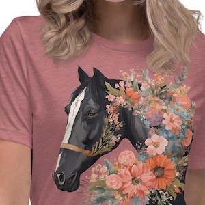 Horse Floral Shirt, Horse Lover Gift, Horse Rider Gift, Horse Owner Gift, Equestrian, Horseback Riding, Horse Lover, Graphic Tee