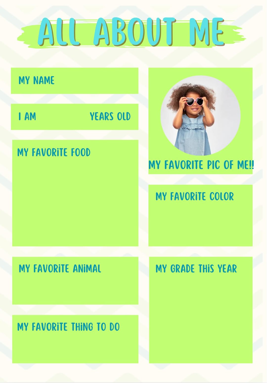 All About Me Children Editable Template - Etsy