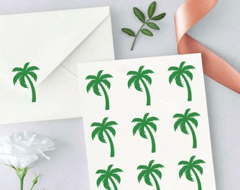 Set mit 10 Palmen Party Aufkleber - Einladungsaufkleber - Umschlag Aufkleber - Geburtstag - Hochzeit Aufkleber