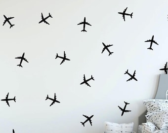 Airplane - Wall Decal Set - Wall Sticker - Children Room - Nursery - Kids - Gift, Baby Shower