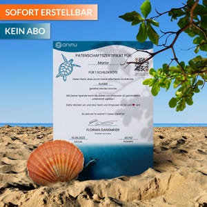 Meeresschildkröten Patenschaft mit Live Tracking, Patenurkunde personalisiert zum Download, Schildkröten, Geschenk zur Geburt, Geburtstag