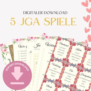 5 JGA Spiele Bundle Set, Hochzeitsspiel, JGA Spiel, Ankreuzen, Junggesellinnenabschied