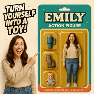Figurine articulée portrait personnalisé à partir d'une photo, style boîte à jouets personnalisée, art numérique, idée cadeau unique pour lui et elle, téléchargement numérique, pack de démarrage