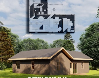 Custom House Floor Plan - Personalized Architectural Drawing | Modern Barndominium Style