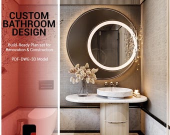 Custom Bathroom Design + Build-Ready Plans – Floor Layout, Sections, Elevations, 3D Renders, PDF & DWG