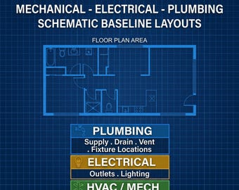 Schematic MEP Drawings | Mechanical Electrical Plumbing Plans | Add-On to Floor Plan | 1-Day Delivery | PDF & CAD