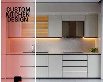 Custom Kitchen Design | 3D Render & Floor Plan (Digital Design Service)