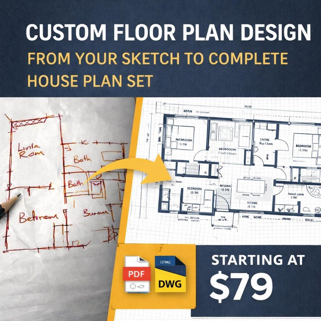 Custom House Floor Plan Design – From Your Sketch | PDF DWG IFC ...