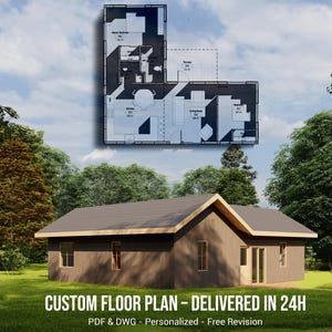Plattegrond huis op maat: gepersonaliseerde bouwtekening | Moderne Barndominium-stijl | 24 uur gratis voorbeeld
