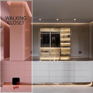 Individuelles begehbares Schrankdesign: 3D gerenderte Kleiderschrank- und Raumplanung