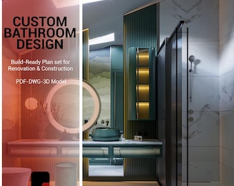 Custom Bathroom Design + Build-Ready Plans – Floor Layout, Sections, Elevations, 3D Renders, PDF & DWG