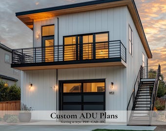 Custom ADU Design Service | Backyard Guest House Floor Plans, Garage Apartment Layout, Small Home Concept Design Package