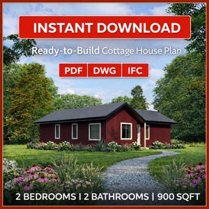Pine Hollow Cottage House Plan – 2 Bedroom Blueprint (PDF Download)