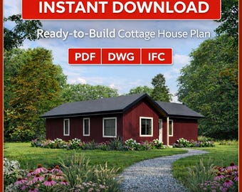 Pine Hollow Cottage House Plan – 2 Bedroom Blueprint (PDF Download)