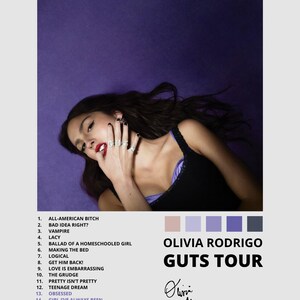 Olivia Rodrigo GUTS TOUR Vintage Card Poster
