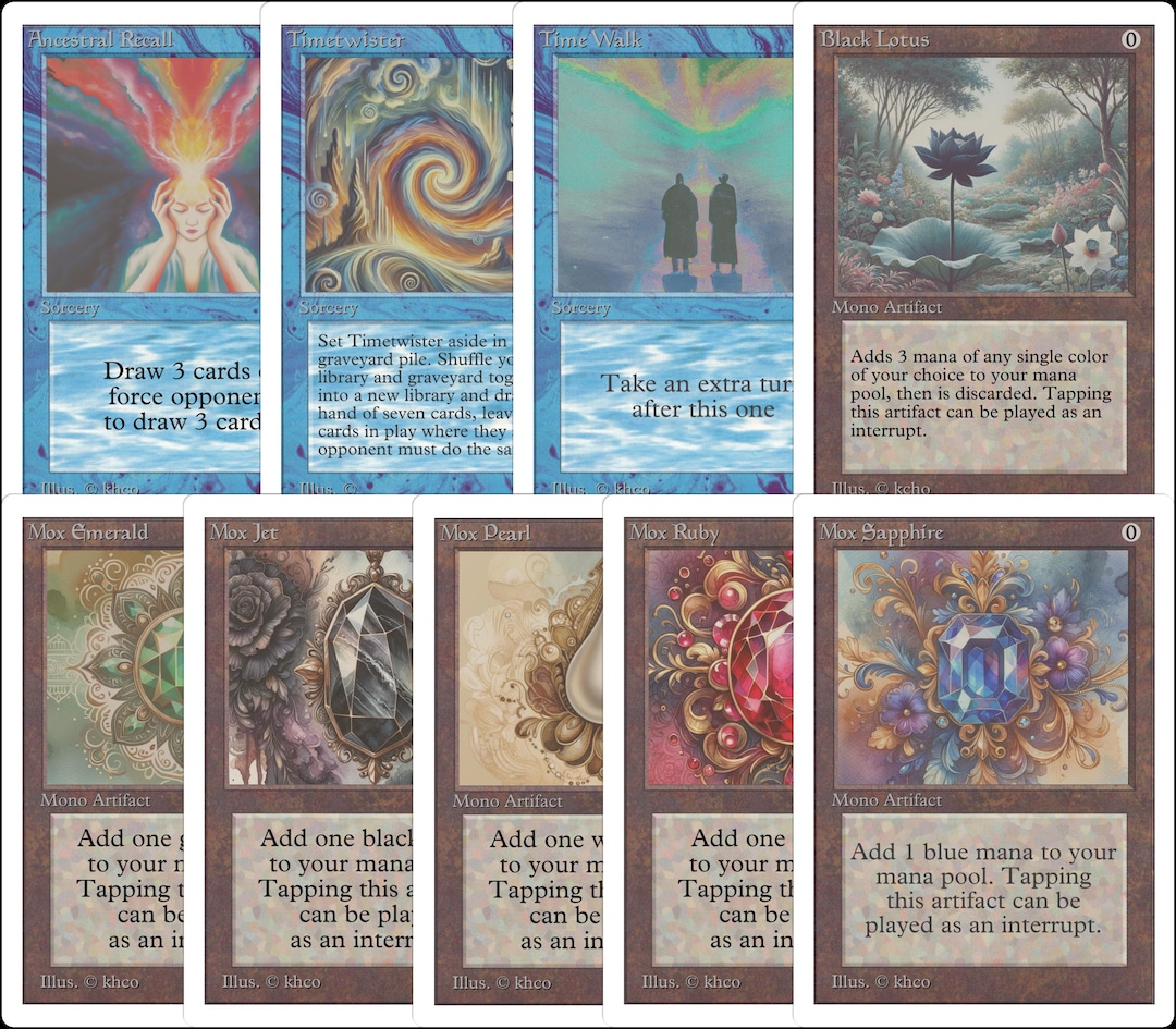 Power 9 Playset 9x Retro Unlimited White Border MTG Magic the Gathering ...