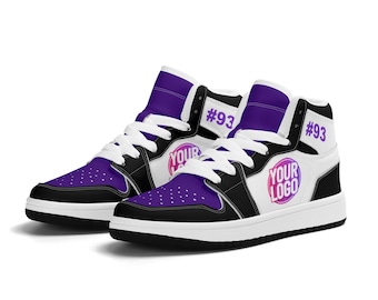 Custom Colorado-Inspired Sneakers | Personalized High-Top Shoes in Black & Purple | Unisex and Kids