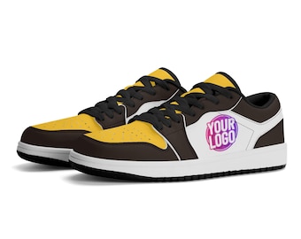 Zapatillas bajas personalizadas inspiradas en San Diego / Zapatos marrones y amarillos para fanáticos del béisbol / Calzado unisex personalizado