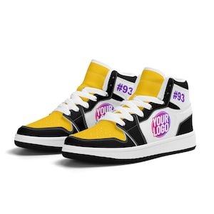 Custom Pittsburgh Inspired Sneakers | Black & Gold Baseball High-Tops | Personalized Unisex Footwear
