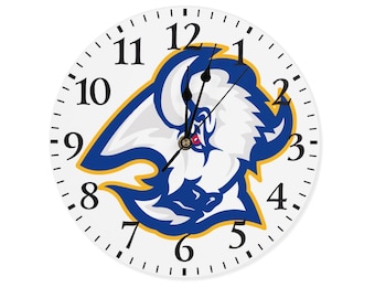 Reloj de pared personalizado de los Buffalo Sabres: reloj de madera sin marco de 25, 30 y 34 cm. Decoración para aficionados al hockey. Reloj silencioso para oficina, dormitorio y sala de juegos.