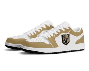 Custom Vegas-Inspired Low Top Sneakers - Golden Knights Black and Gold Shoes