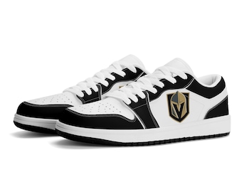 Custom Vegas-Inspired Low Top Sneakers - Golden Knights Black and Gold Shoes