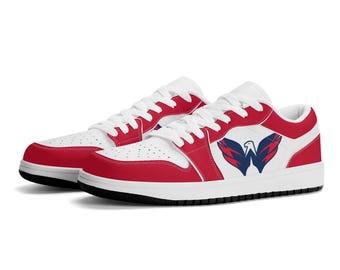 Custom Washington-Inspired Low Top Sneakers - Capitals Red, White, and Blue Shoes