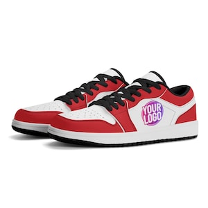 Custom, op St. Louis geïnspireerde lage sneakers | Gepersonaliseerde rode en witte schoenen | Uniseks en kinderen | Cadeau honkbalfan
