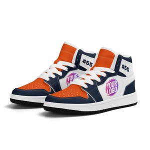 NIKEID BEARS THEME Sz 7.5 Lace-Up Athletic Colorblock Sneakers Blue White Orange NIKEID BEARS THEME Sz 7.5 Lace-Up Athletic Colorblock  main image 2