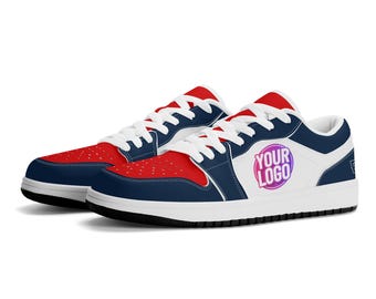 Custom New England Inspired Shoes | Personalized Red, White, and Blue Sneakers with Patriotic Design | Unisex and Kids