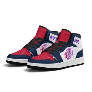 Op Boston geïnspireerde hoge sneakers | Gepersonaliseerde schoenen met teamkleuren en ontwerpen | Uniseks en kinderen