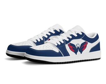 Custom Washington-Inspired Low Top Sneakers - Capitals Red, White, and Blue Shoes