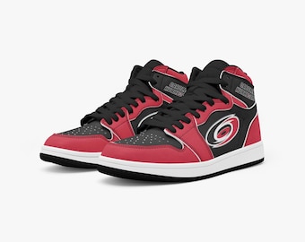 Zapatillas deportivas altas no oficiales para aficionados de los Carolina Hurricanes.