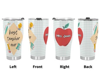 Vaso personalizado "La influencia de un buen maestro" - Taza térmica de 30 oz con foto y nombre personalizados - Regalo de agradecimiento para maestros