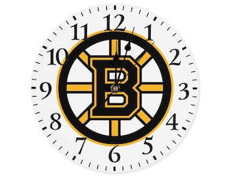 Reloj de pared Boston Bruins, equipo de hockey de la NHL, silencioso, sin tictac, 25,4 cm, sin marco, decoración