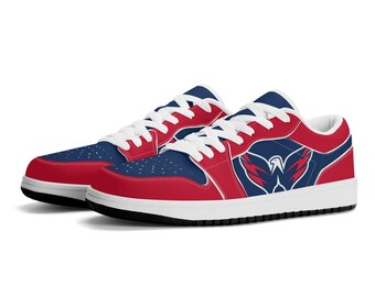 Custom Washington-Inspired Low Top Sneakers - Capitals Red, White, and Blue Shoes