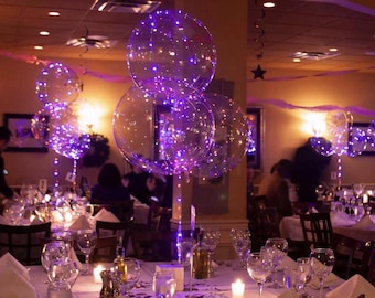 Palloncini LED viola / Decorazione per feste riutilizzabile da 20" - Set da 3