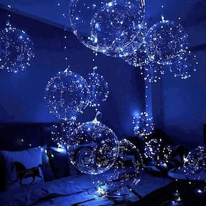 Palloncino LED blu trasparente 20" / Palloncino LED fai da te riutilizzabile / Decorazione luminosa per feste / Anniversario di matrimonio, compleanno, Natale, festa aziendale