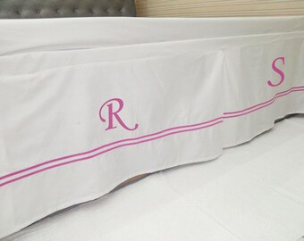 Personalized Monogram Bed Skirt — 400 TC Cotton Sateen
