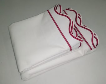 Belle Epoque スカラップ刺繍シーツセット ブルー クイーン 布団カバー 3点セット シングル セット ベットシーツ シア