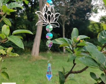 Vibrant Iridescent Lotus Garden Suncatcher - A Unique Celebration of Light and Colour, Home Decor Gift for Her