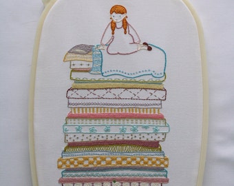 Prinses en de erwt IJZER OP borduurwerk Sampler Patroon