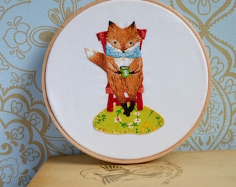 Fireside Fox Embroidery and Applique PDF pattern