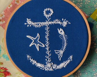 Fish & Anchor PDF Embroidery Pattern