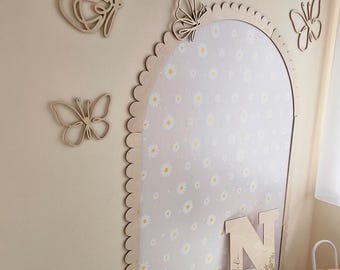 Houten boog muurversiering – golvende houten muurlijst – halfronde decoratieve booglijst – kinderkamer muurdecoratie kinderkamer